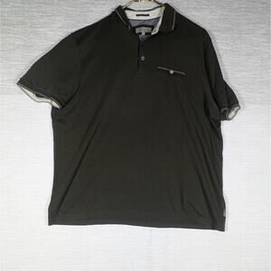 Ted Baker London Polo Shirt Mens 6 Black Pocket Short Sleeve Cotton Derry Modern